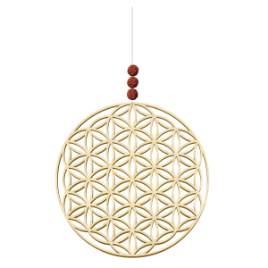 Fensterschmuck „Blume des Lebens“ mit Rudraksha-Perlen, Ø 11 cm