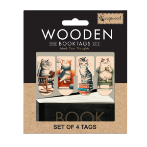 Holz-Lesezeichen „Lustige Katzen“, 4er Set