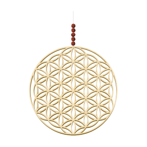 Fensterschmuck „Blume des Lebens“ mit Rudraksha-Perlen, Ø 17 cm