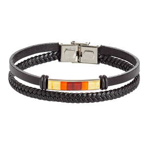 Bernstein-Lederarmband geflochten