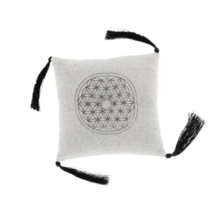 Klangschalenkissen mit Quasten, Hellgrau