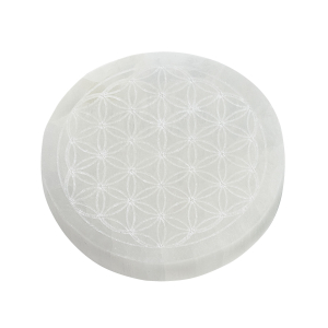 Selenit-Scheibe „Blume des Lebens“